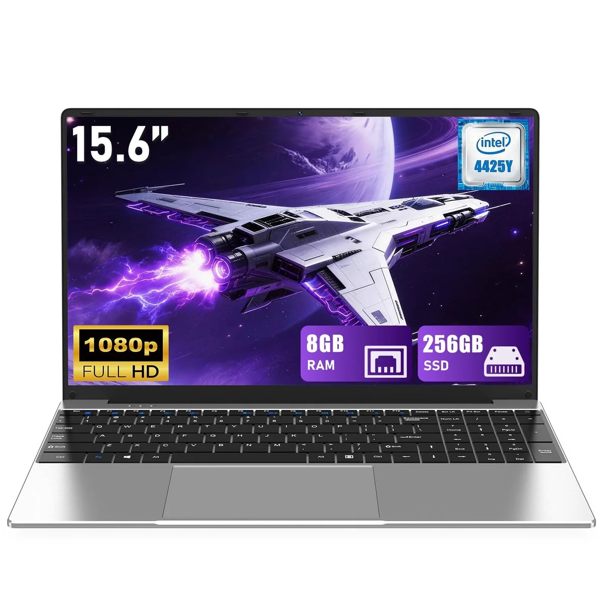 Silver 15.6 inch laptop with full HD screen