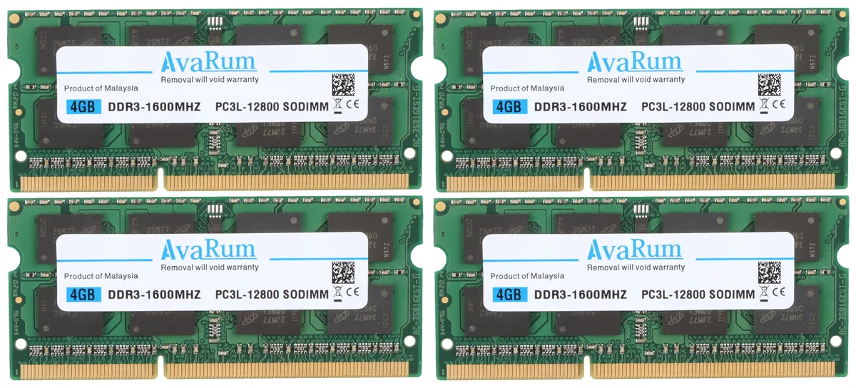 Avarum Avarum 16GB (4 x 4GB) DDR3L-1600 SODIMM 2Rx8 laptop RAM — 商品写真