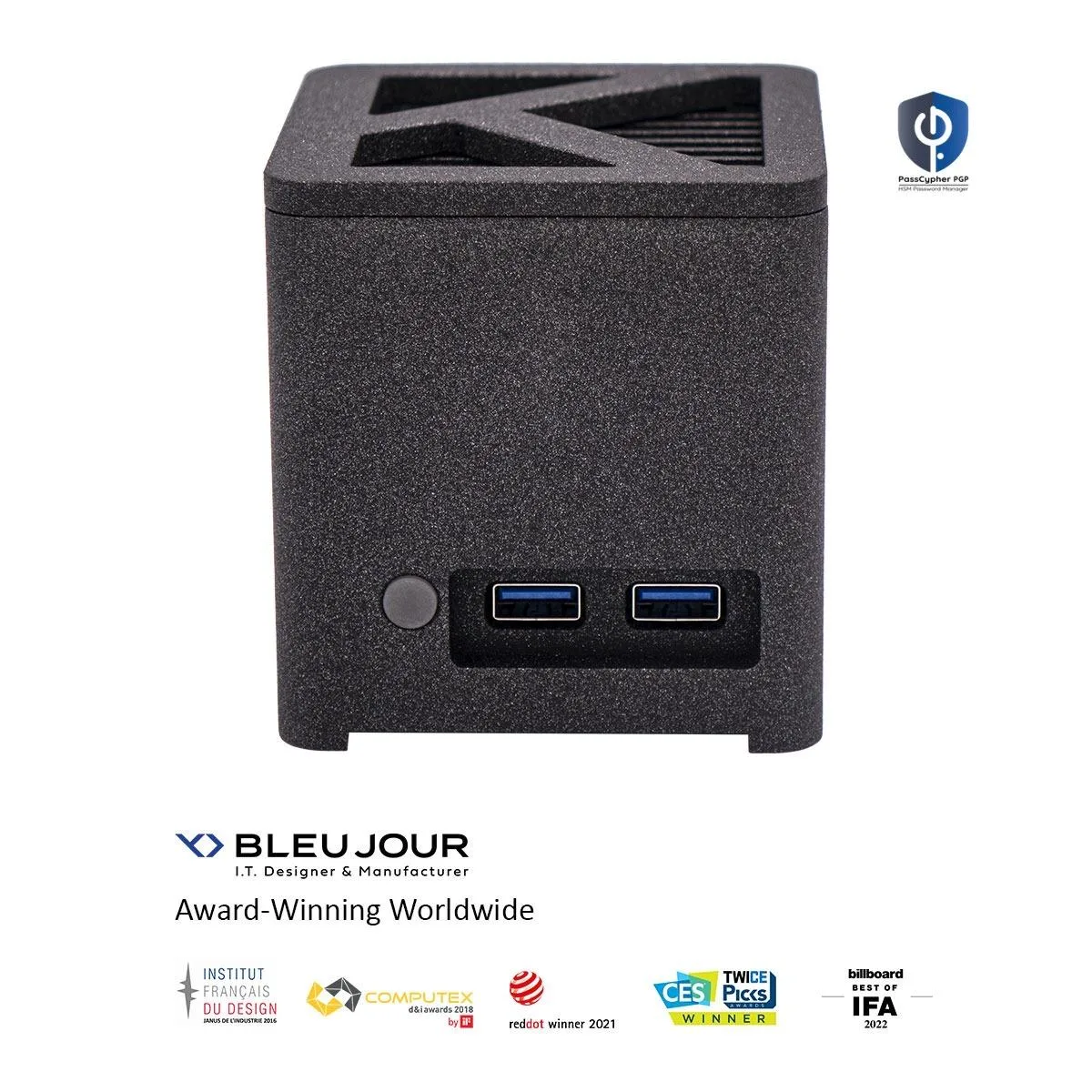 Small graphite aluminium cube mini PC 82mm square
