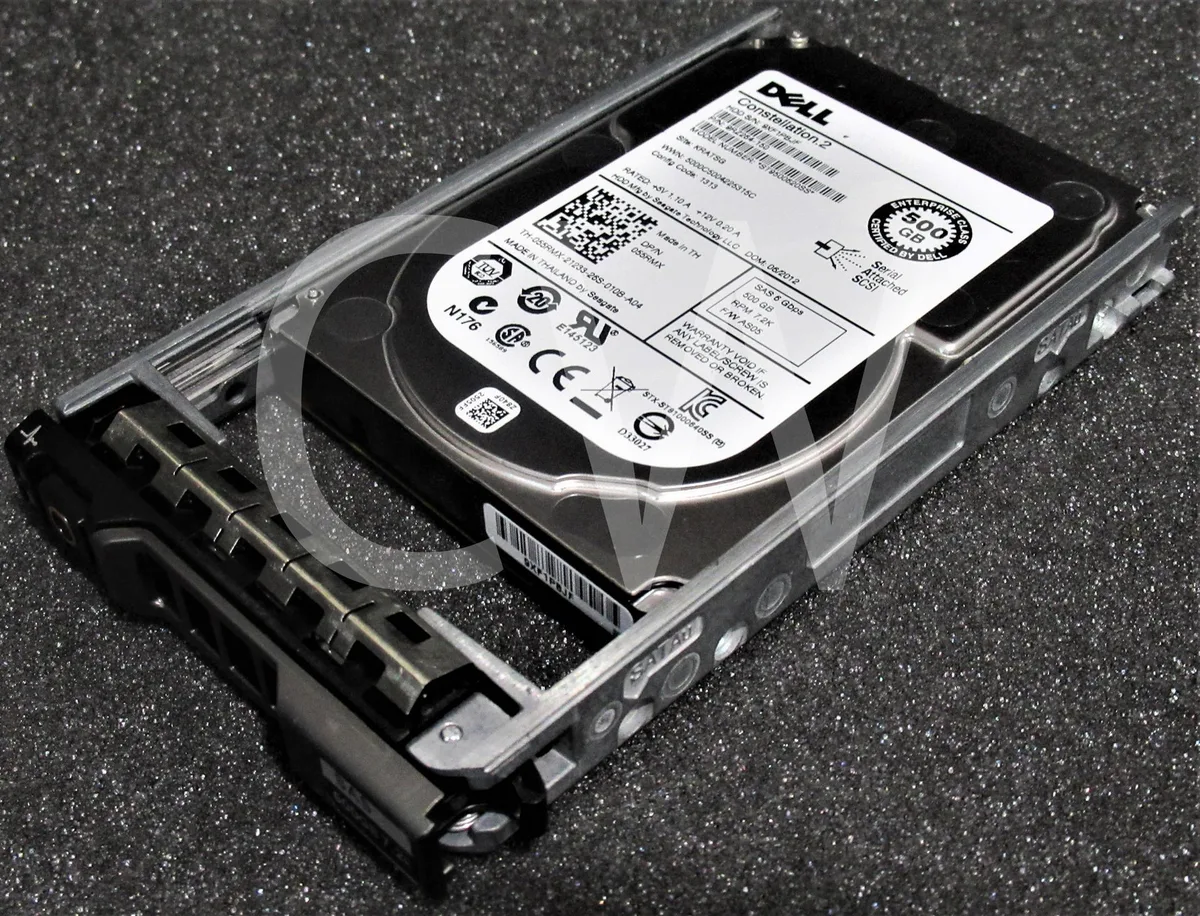 Silver 2.5 inch SAS hard drive with green circuit board