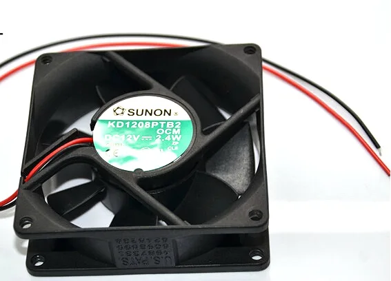 Black 80mm square CPU fan with ball bearing and two-wire power connector