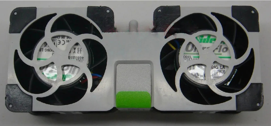 Two small 40mm square fans with a two-tone finish and a metal bracket