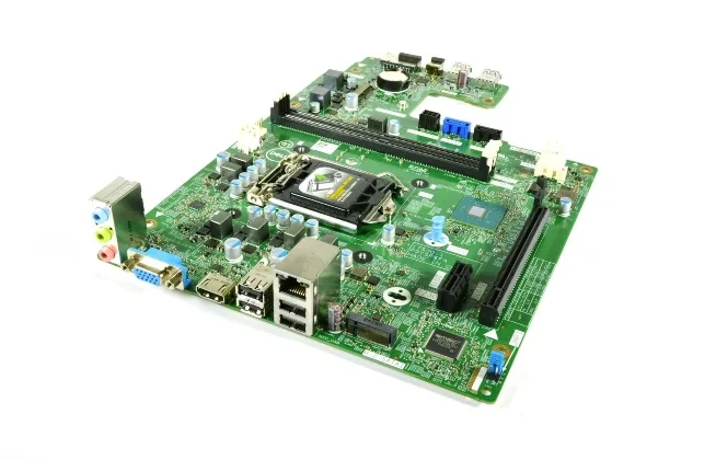Green rectangular ATX motherboard with silver LGA1151 socket, two black DDR4 slots, single PCIe x16 slot
