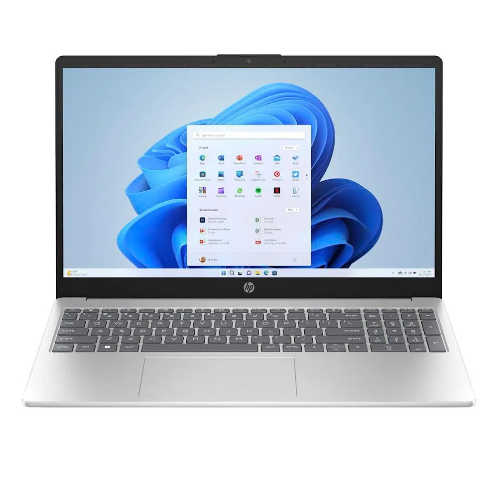Silver 15.6 inch touchscreen laptop, thin microedge bezel