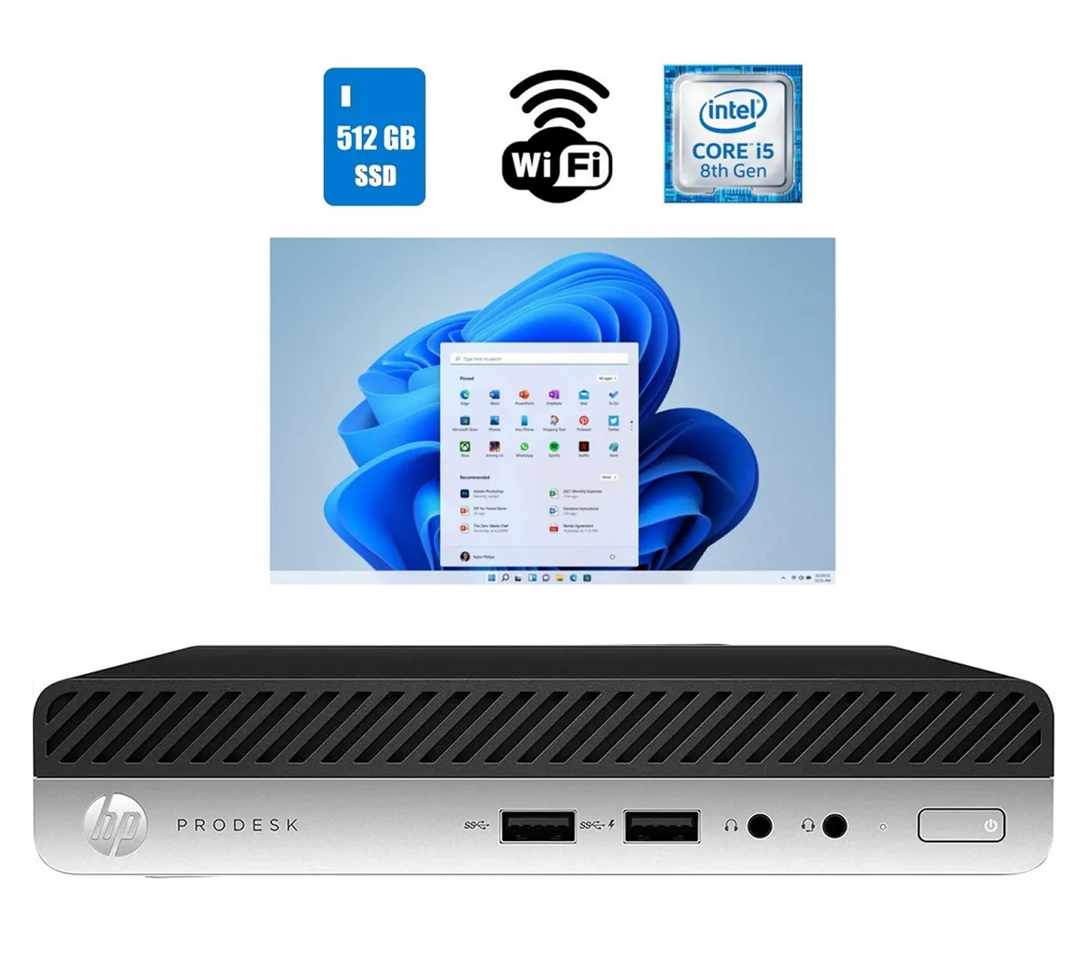 Small black and silver desktop tower, compact micro form factor