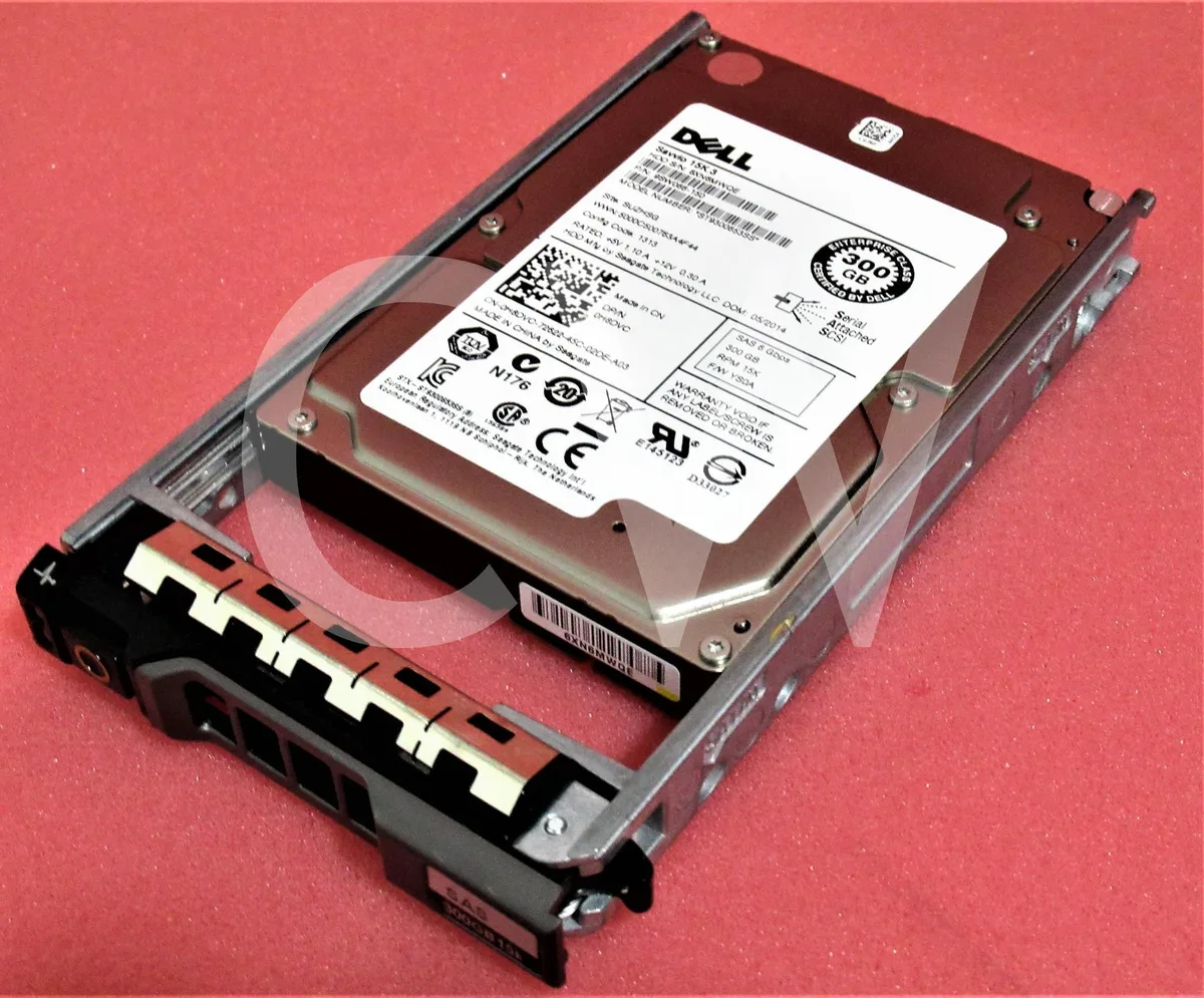 Dell 2.5 inch SAS hard drive in silver metal caddy tray
