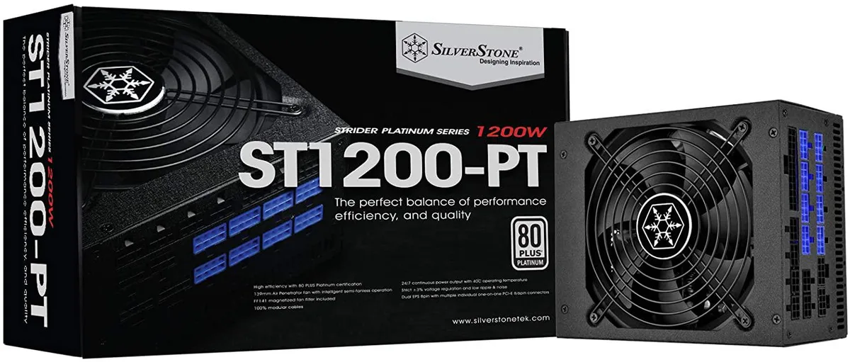 Black ATX power supply unit with 139mm fan and magnetic filter