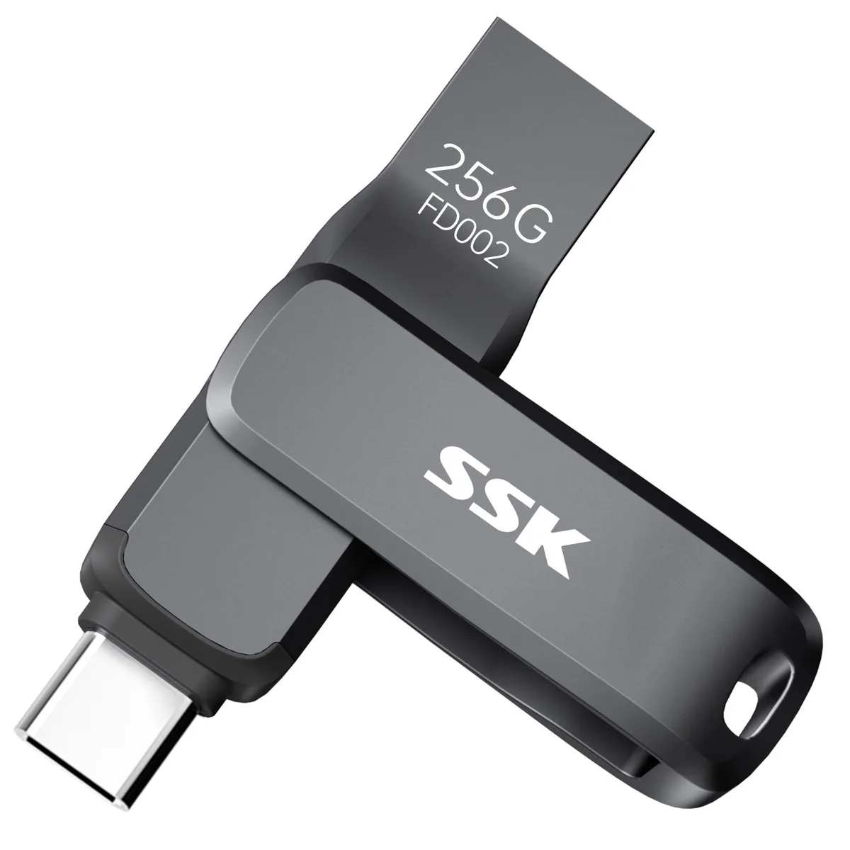 SSK SSK 256GB USB 3.2 Dual USB-C/A Flash Drive Silver — produktbild