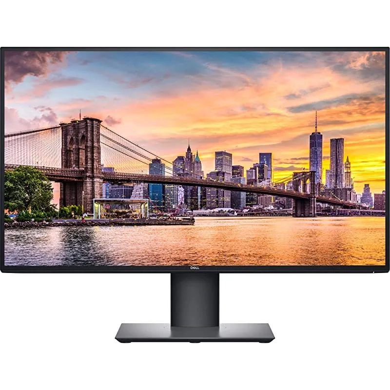 27 inch 4K UHD IPS monitor with thin bezels and silver stand
