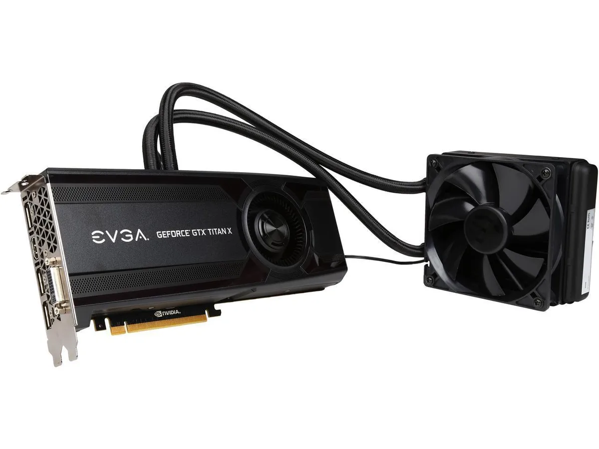EVGA GeForce GTX TITAN X Hybrid graphics card with 120mm radiator and fan