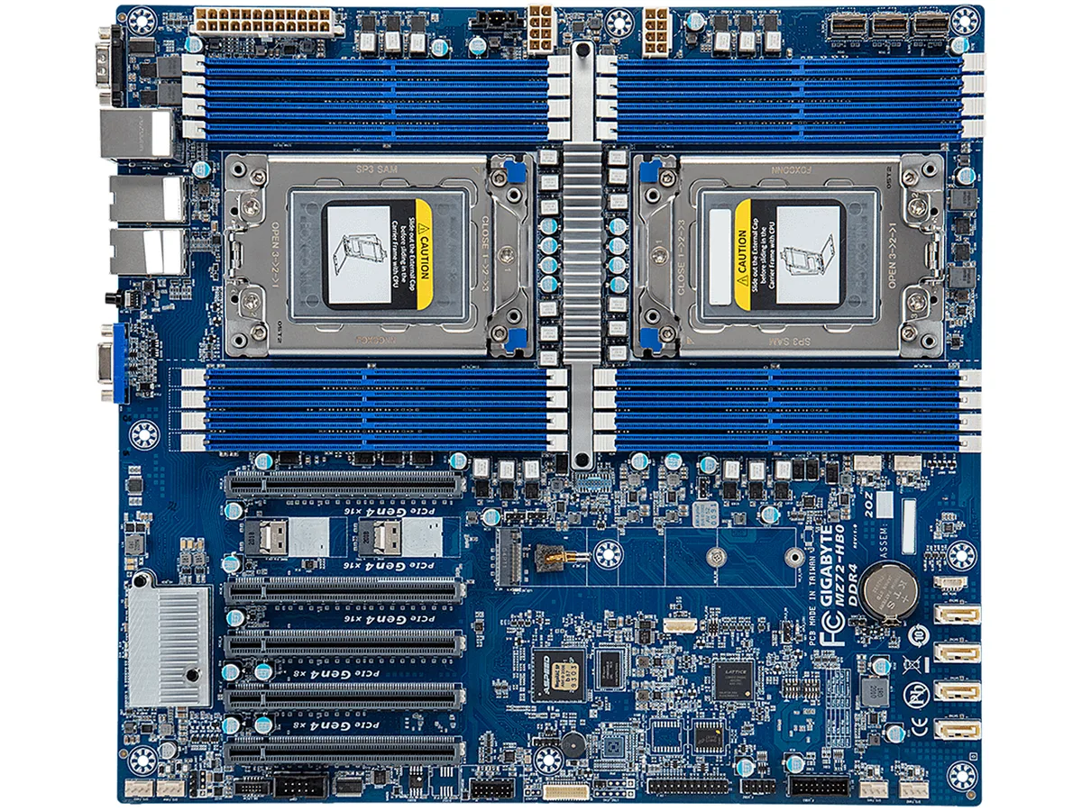 GIGABYTE GIGABYTE MZ72-HB0 server motherboard dual SP3 16 DDR4 3200 — produktfoto