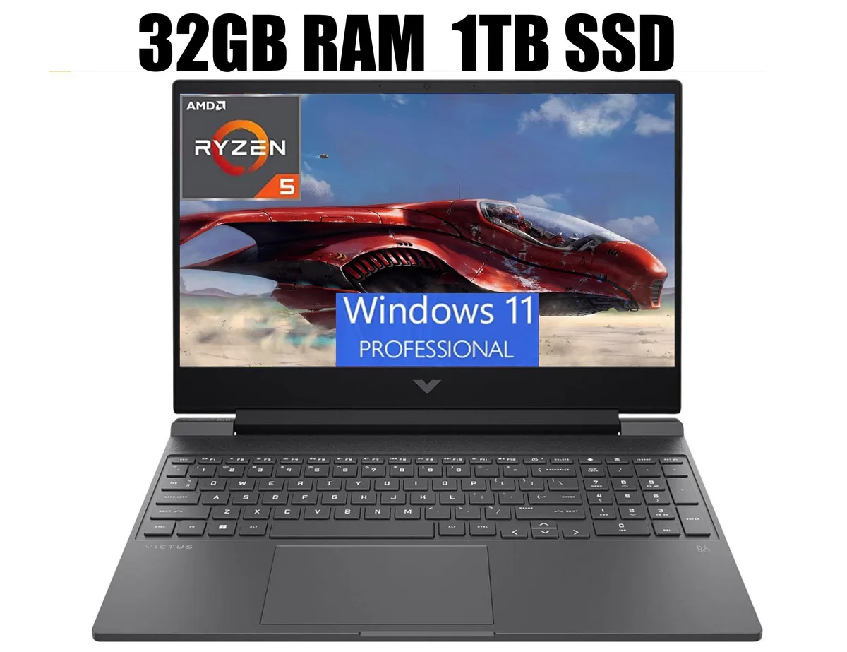 Black 15.6 inch gaming laptop with backlit keyboard and numeric keypad