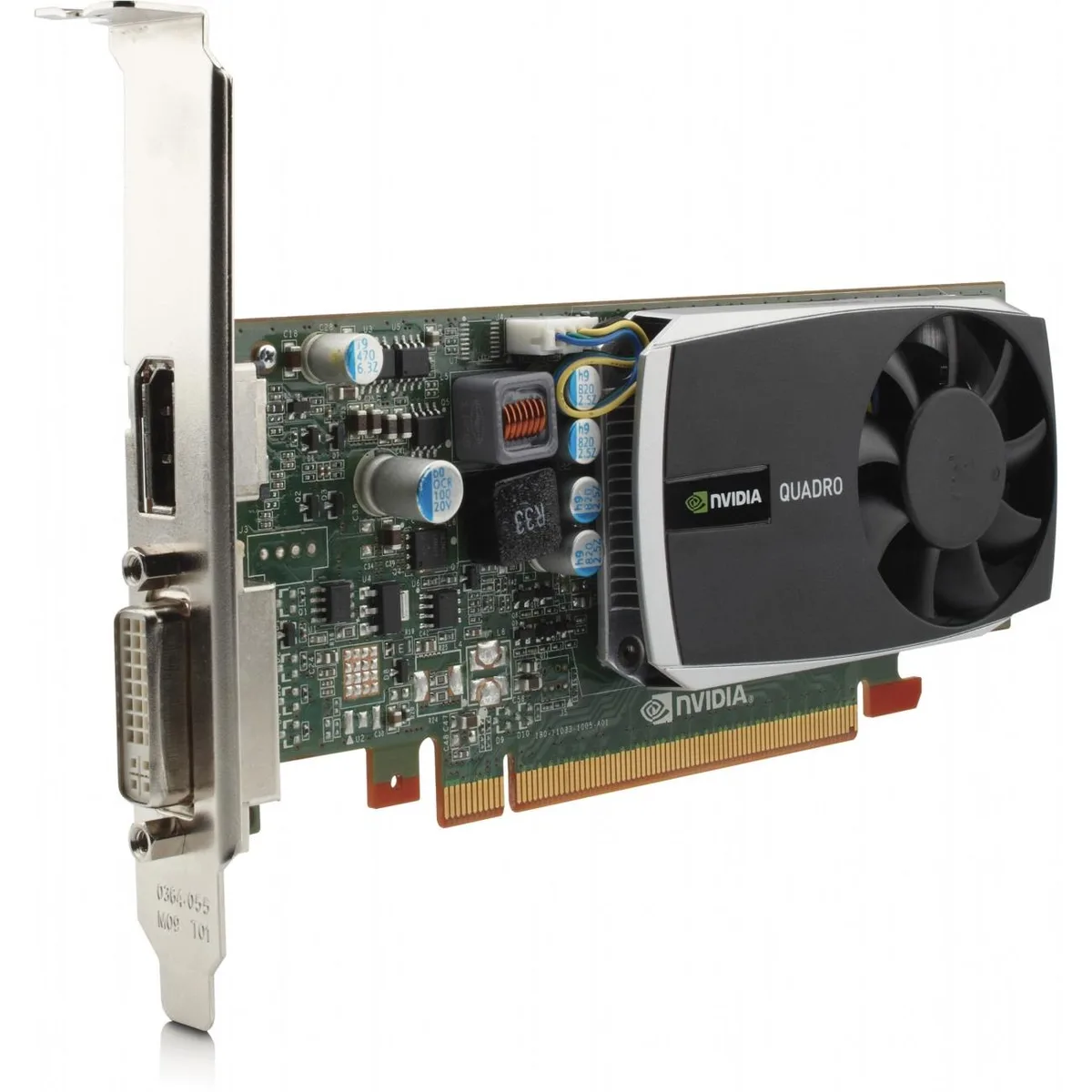 HP Quadro 600 graphics card with fan cooler, DisplayPort and DVI outputs