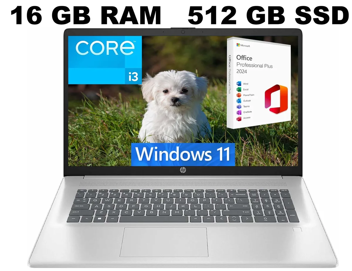HP HP 17 laptop i3-N305 16GB 512GB 17.3" FHD Silver — photo du produit