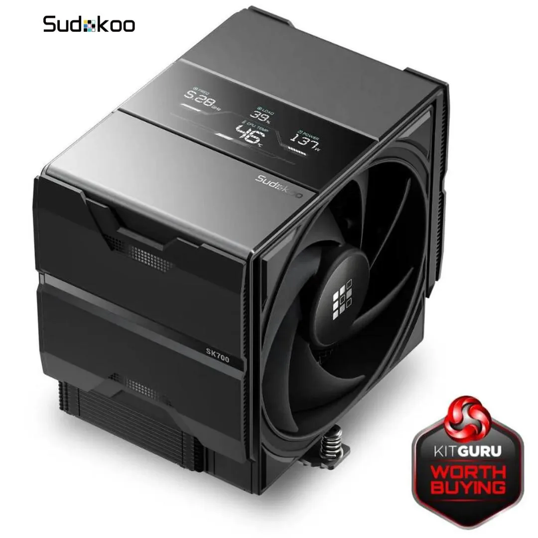 Sudokoo Sudokoo SK700-V CPU cooler, AM5, 7 heatpipes, digital display, 220W TDP — photo du produit