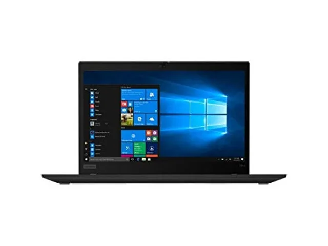Slim silver 14 inch business laptop closed on a plain surface