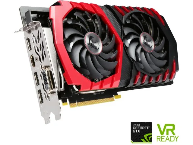 MSI GeForce GTX 1060 Gaming X 3G graphics card, dual-fan cooler, black and red finish