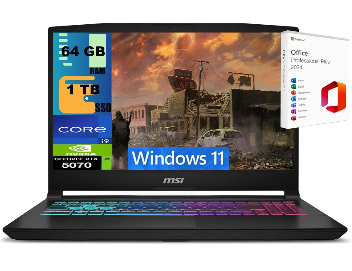 Black 15.6 inch gaming laptop with RGB keyboard