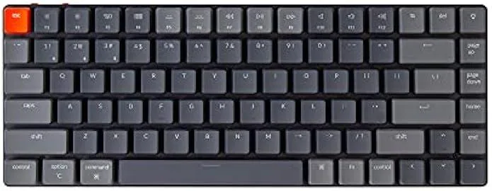 Ultra-slim 75% 84-key keyboard with aluminium top frame, low-profile optical brown switches and RGB backlight