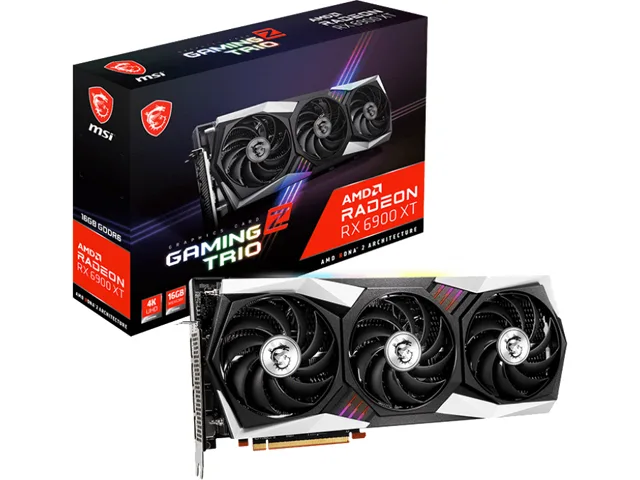 MSI Radeon RX 6900 XT Gaming Z Trio triple-fan graphics card with silver shroud and black backplate