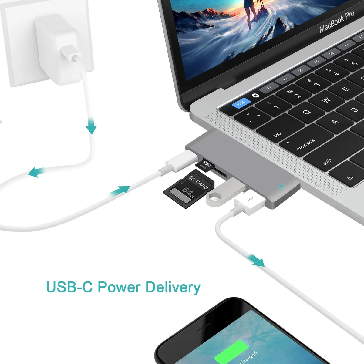 LUOM LUOM PB-9577 5-in-1 USB-C hub card reader Space Gray — product photo