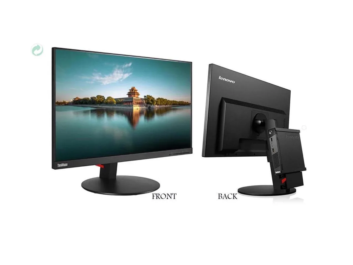 Lenovo ThinkCentre M720q Tiny all-in-one desktop with 24-inch black display