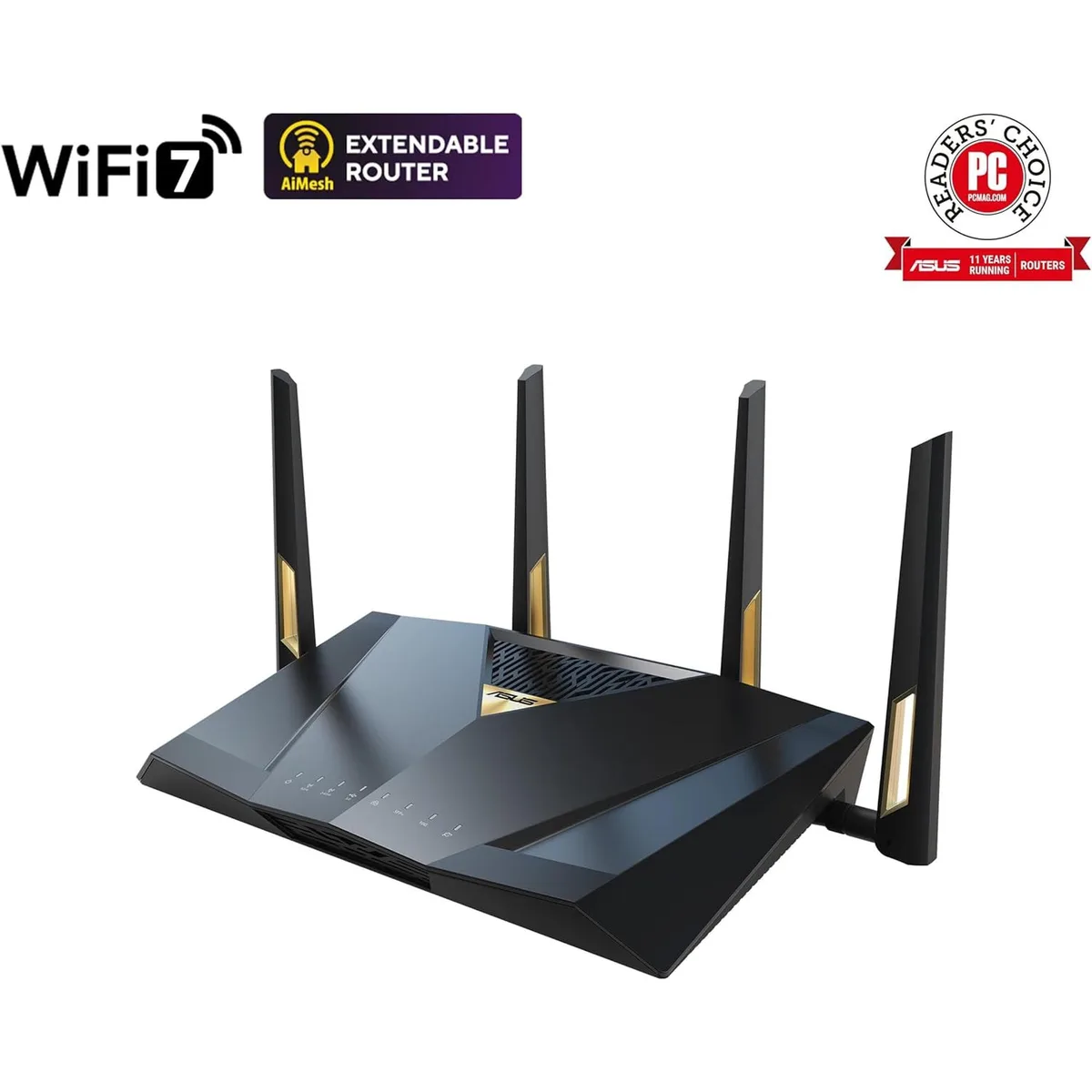 ASUS ASUS RT-BE7200 Wi-Fi 7 Wireless Router, Black — 商品写真