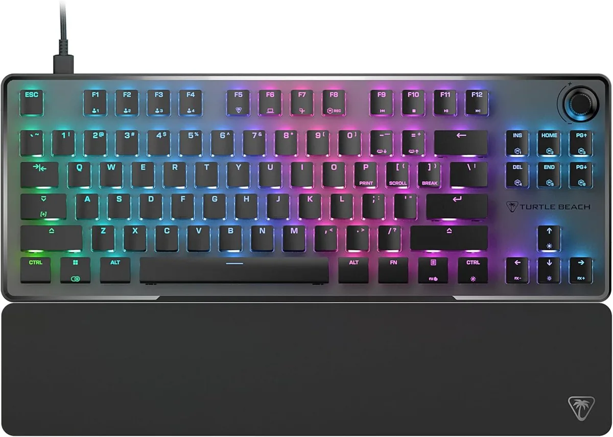 Black tenkeyless mechanical gaming keyboard with RGB lighting