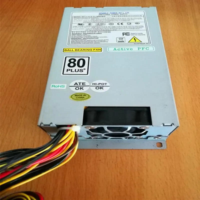 Silver 1U rack power supply unit with rear fan grille and IEC socket