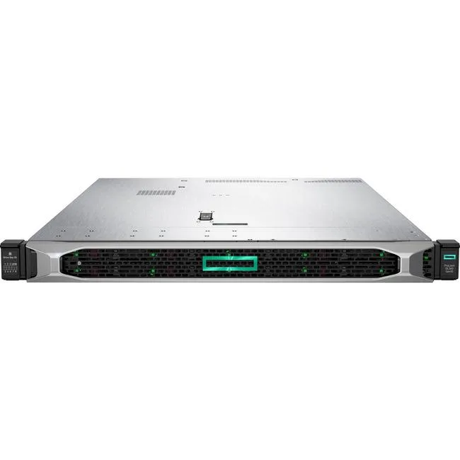 Silver 1U rack server, matte grey front, eight drive bays, single power supply