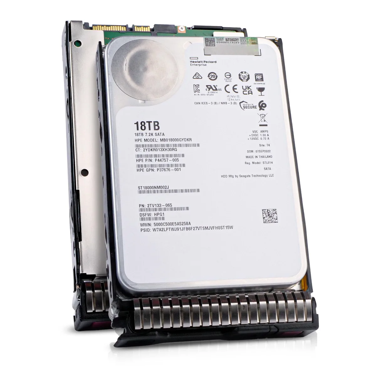 Silver 3.5-inch enterprise hard drive in HP Gen8 hot-swap tray