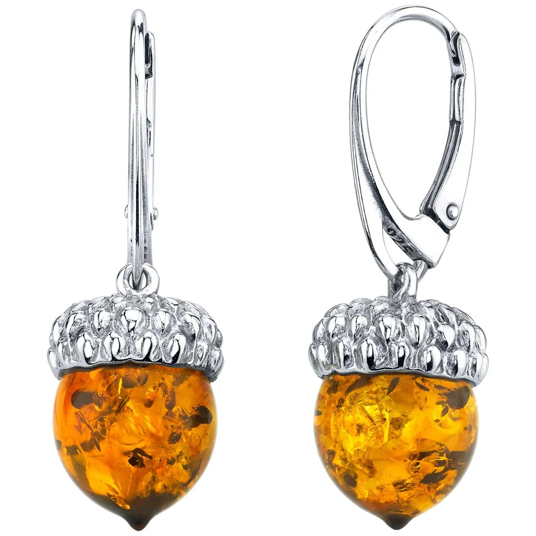 Oravo Oravo Baltic Amber Sterling Silver Acorn Drop Earrings 5.6ct — product photo