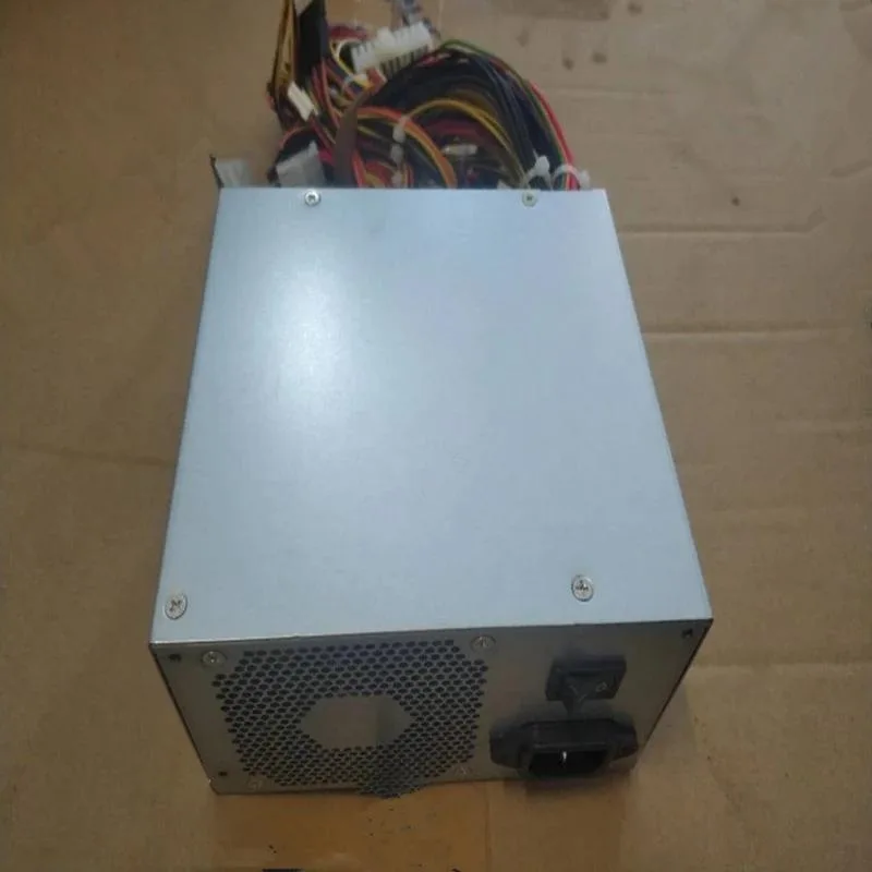 Standard ATX power supply unit in matte black finish with cooling fan grille