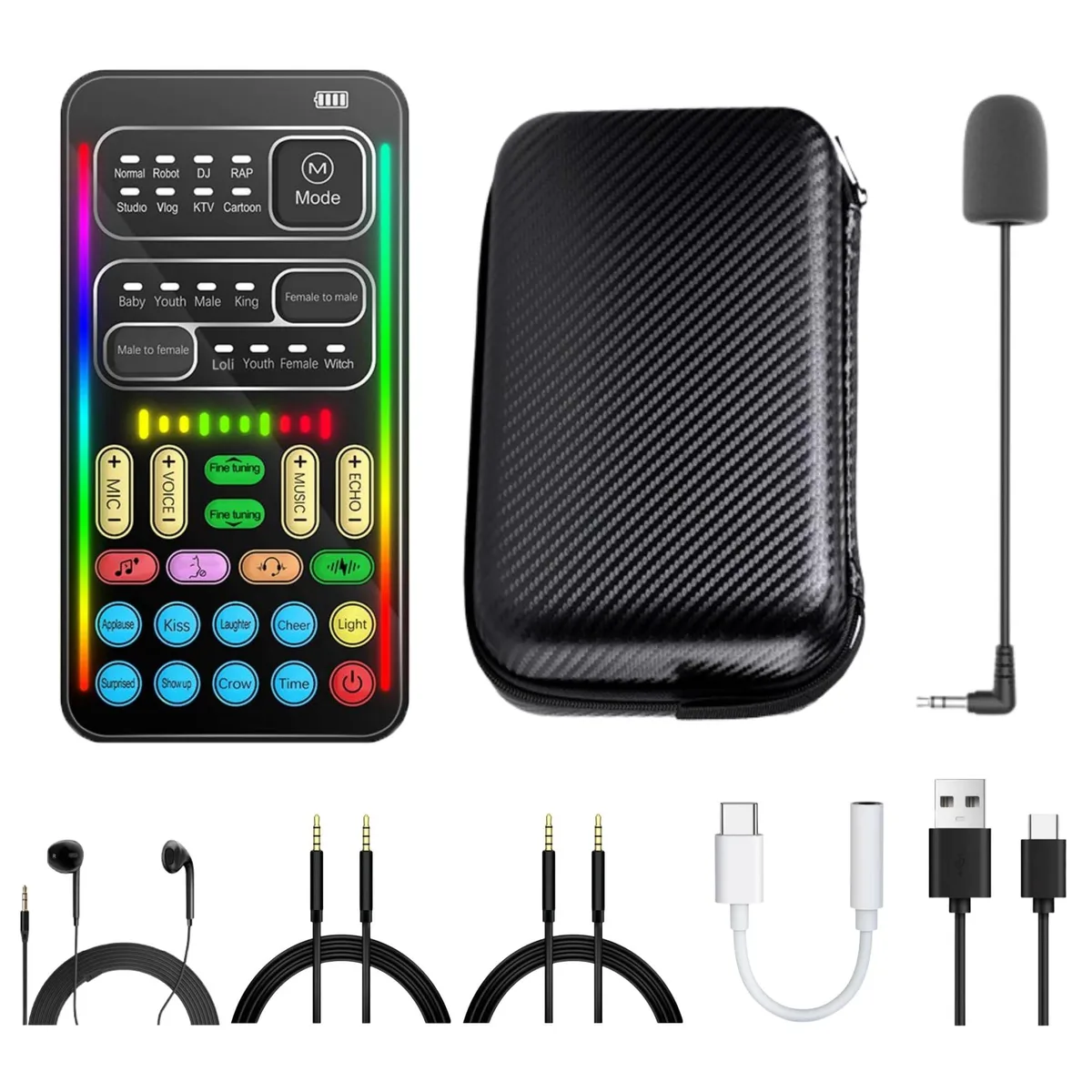  AROWKE 761086254076 i9 Voice Changer Sound Card 2.0ch 48KHz USB — produktbilde