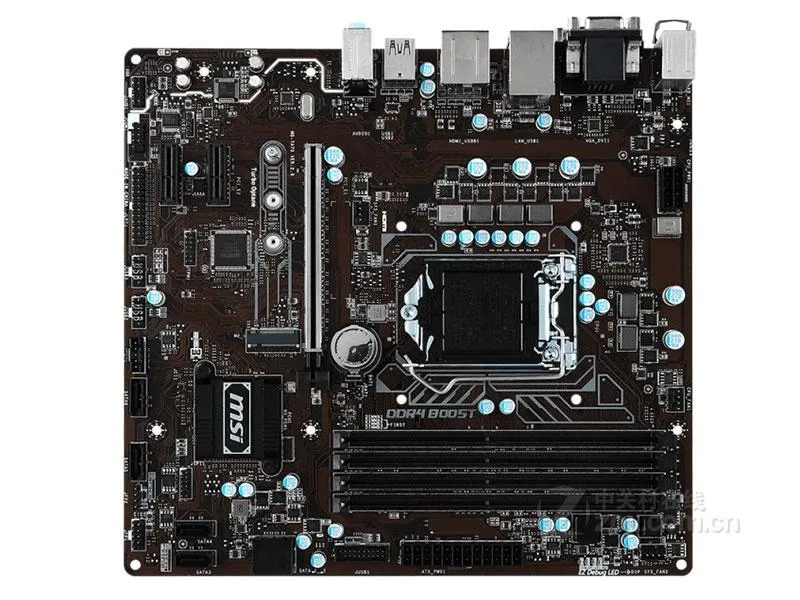 Green Micro ATX motherboard with silver LGA 1151 socket and black DDR4 slots