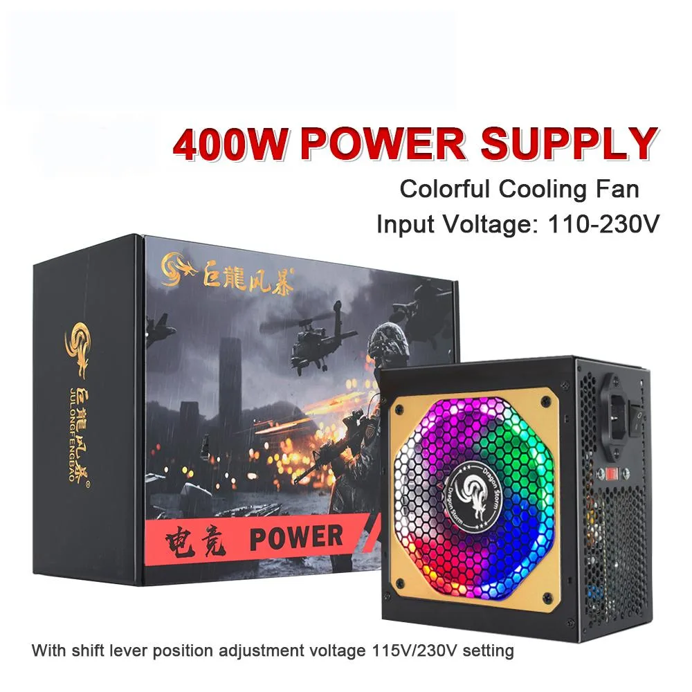 Lemincrash Lemincrash ATX 400W RGB server power supply 110-230V 20+4Pin 120mm fan — foto produk