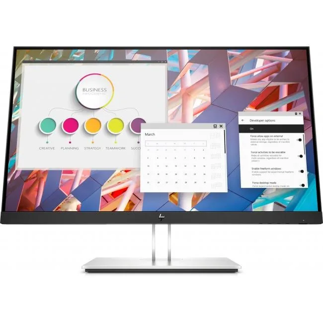 Silver 23.8 inch flat IPS monitor on height adjustable stand