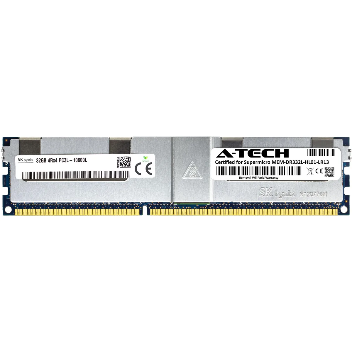 Green 240-pin DDR3L LRDIMM server memory module with black chips