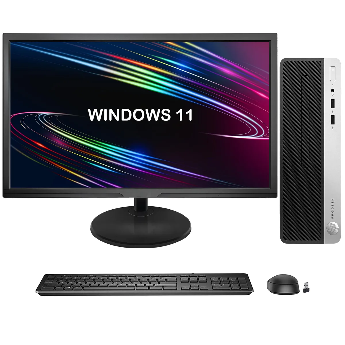 HP HP ProDesk 400 G5 SFF desktop PC i3-8100 16GB 512GB 22" monitor — photo du produit