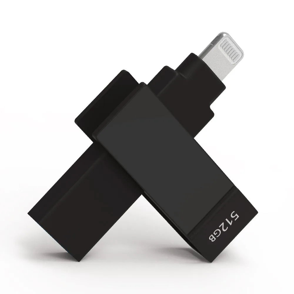 PIODATA PIODATA iXflash 512 GB USB 3.2 Gen 1 Type A & Lightning Black — صورة المنتج