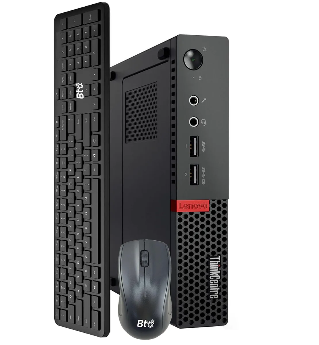Small black square mini desktop PC, compact Tiny form factor, matte finish