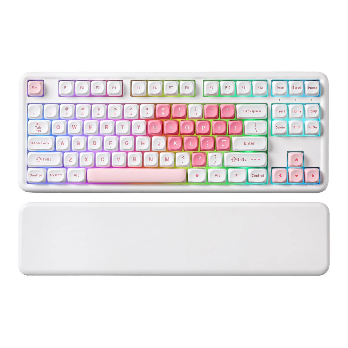 YUNZII YUNZII B87 Heart Wireless Mechanical Keyboard White Milk V2 Switch TKL 87 Keys Gasket Mount 4000mAh Battery — product photo