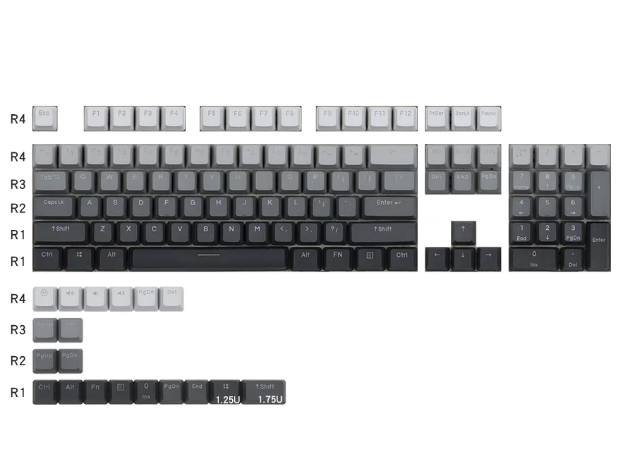 Grey PBT keycap set 123 keys OEM profile dye-sub legends