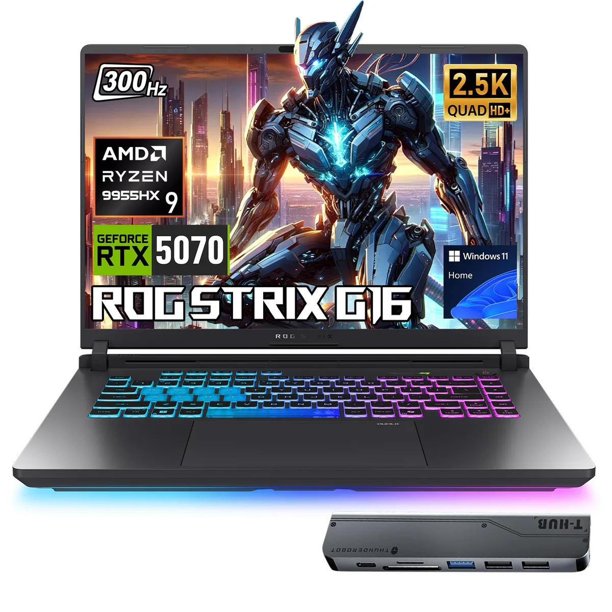 ASUS ASUS ROG G16 laptop AMD Ryzen 9 9955HX RTX 5070 32GB DDR5 1TB 16" WQXGA 300Hz Black w/Bundle — photo du produit