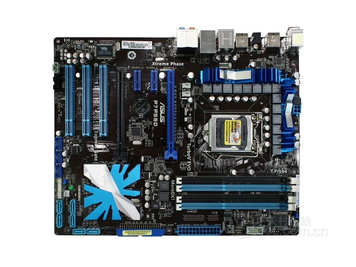 ATX motherboard with LGA 1156 socket and DDR3 slots