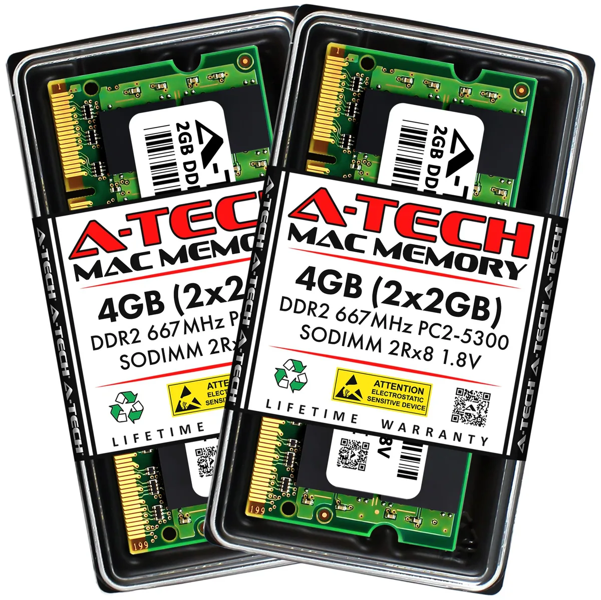 A-Tech A-Tech 4GB Kit (2x2GB) DDR2 667MHz PC2-5300 SODIMM 200-Pin Memory Upgrade — produktbilde
