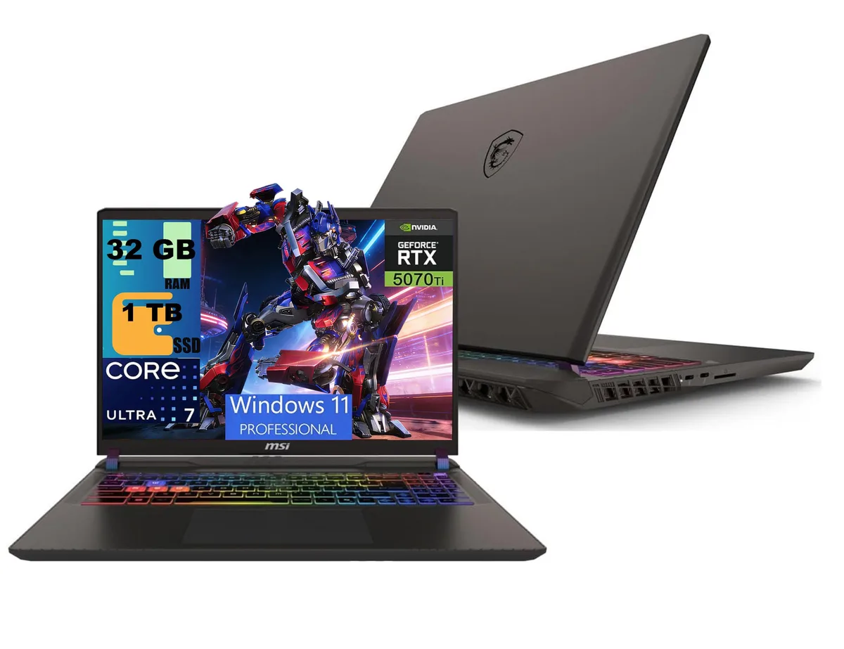 Gray 16 inch laptop with RGB backlit keyboard and slim profile