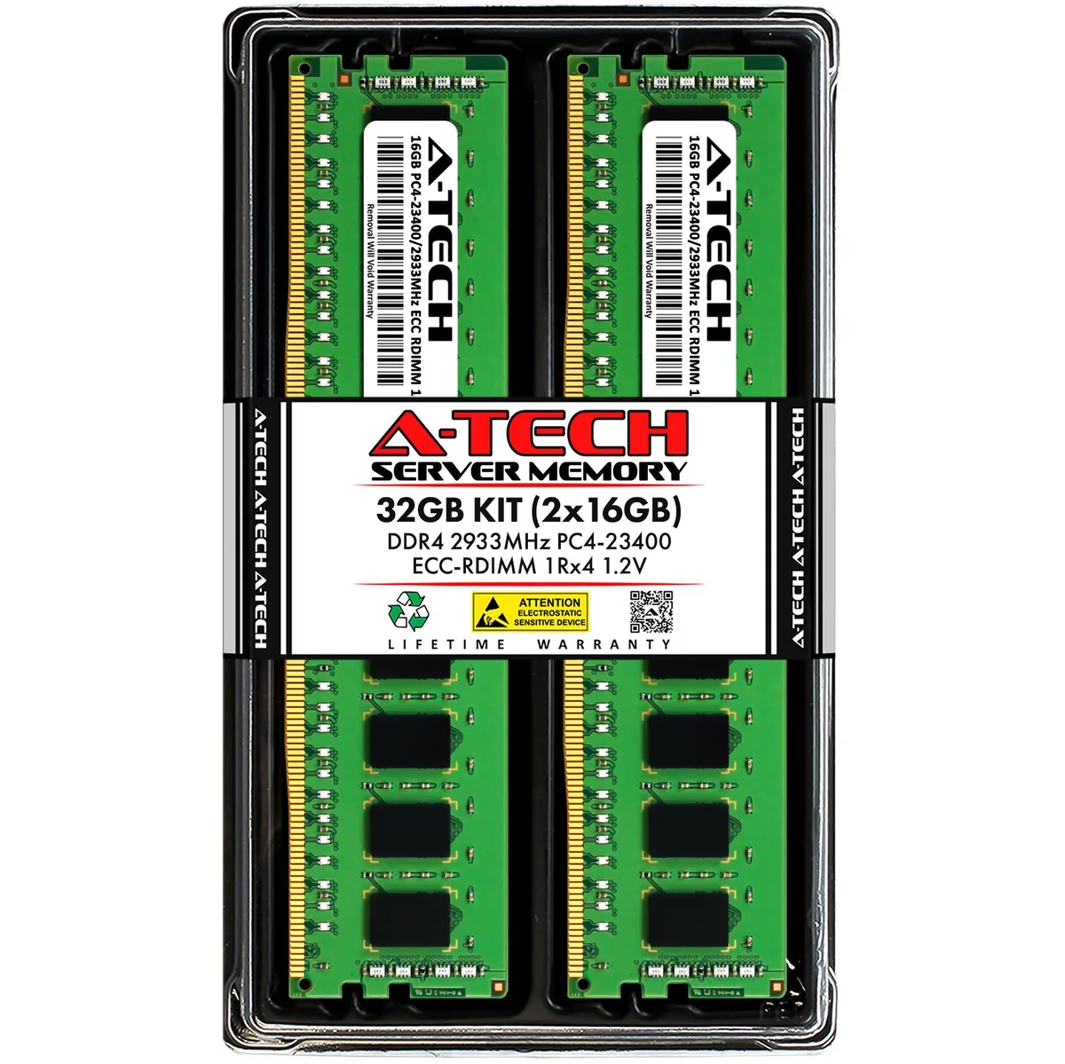 A-Tech A-Tech 32GB (2x16GB) DDR4 2933 ECC RDIMM 1Rx4 server RAM — photo du produit