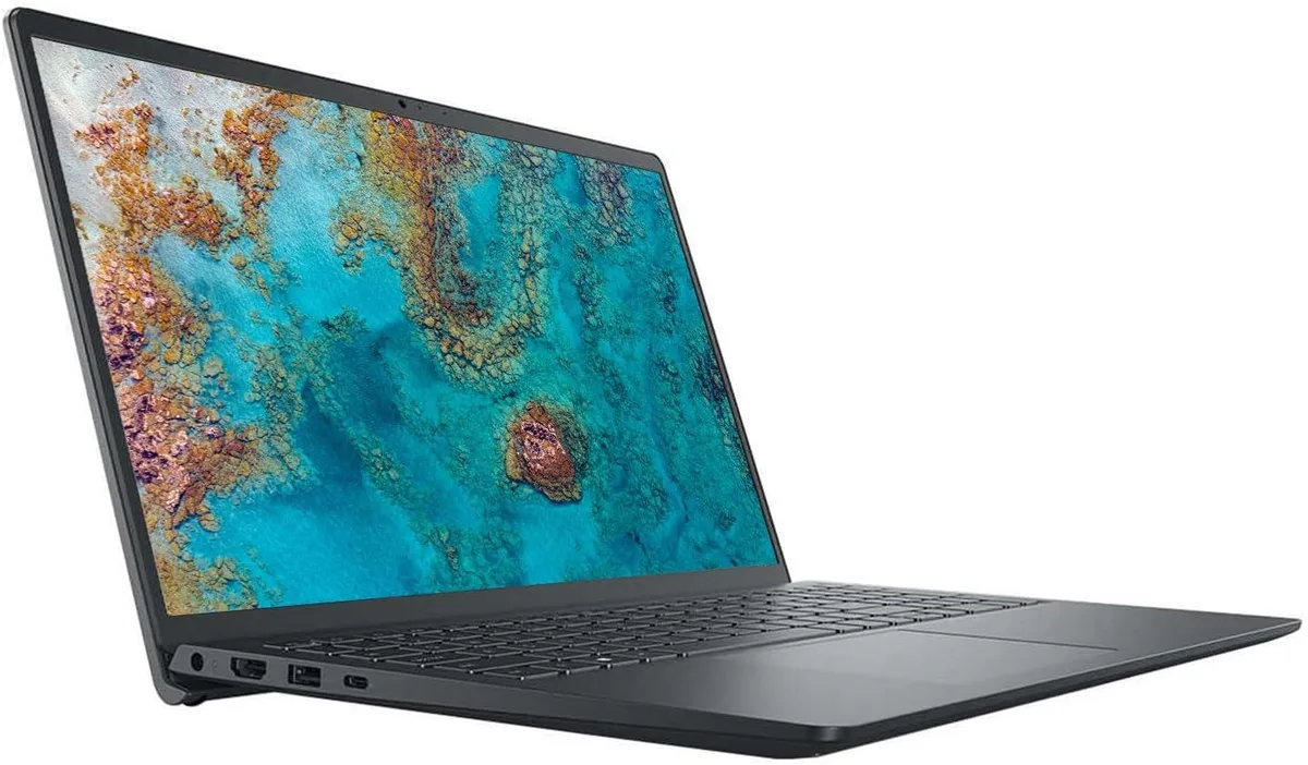 Black 15.6 inch touchscreen laptop with matte finish