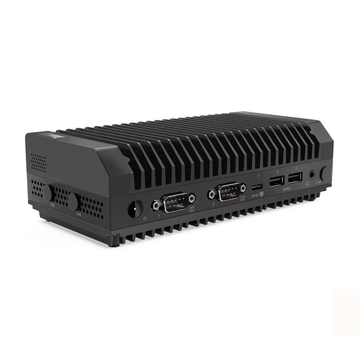 Compact black ultra-small desktop computer with matte finish